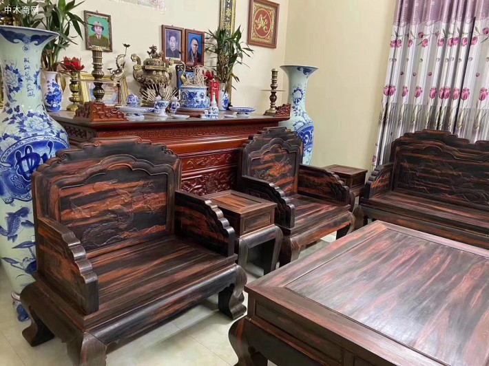 大紅酸枝交趾黃檀寶座沙發(fā) 憑祥市龍之涵紅木家具的匠心與價值